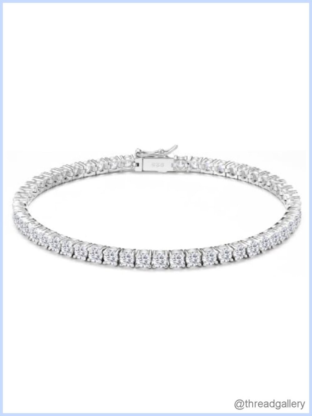 Moissanite Tennis Bracelet 925 Sterling Silver 3mm VVS D Color Safety Clasp
